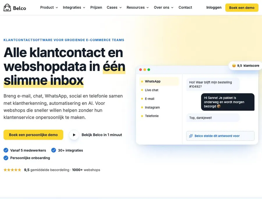 Landingspagina van Belco