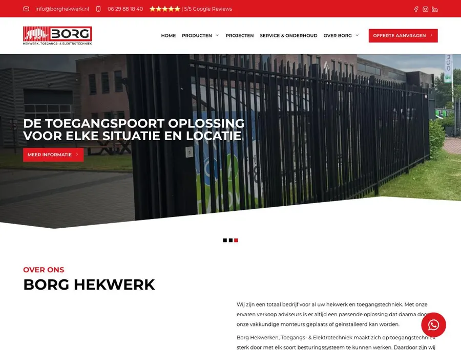 Website van Borg Hekwerk